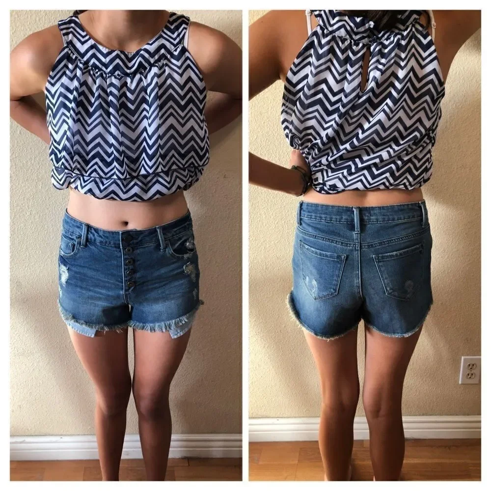 Tractr High Waist Button Up Shorts Big Girls Sz 16